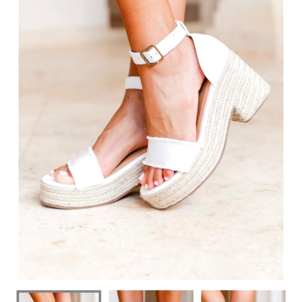White espadrille heels